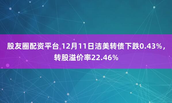 股友圈配资平台 12月11日洁美转债下跌0.43%，转股溢价率22.46%